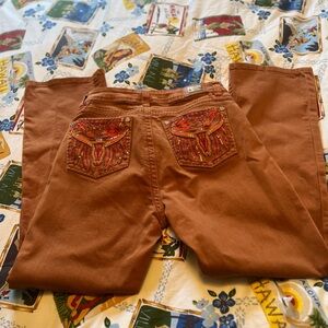 Embroidered Boot Cut Jeans  by Western Blue Women’s size 11 Burnt Orange